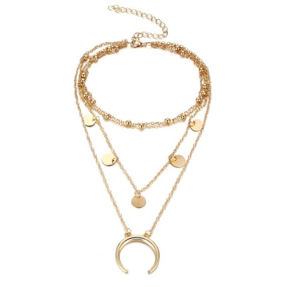 Round Disc Horn Necklace